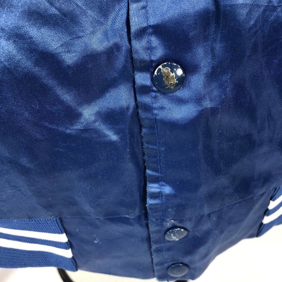VTG GAUDET MIDDLE SCHOOL MIDDLETON VARSITY JACKET YOUTH MEDIUM SNAP BUTTON BLUE - Picture 2 of 16
